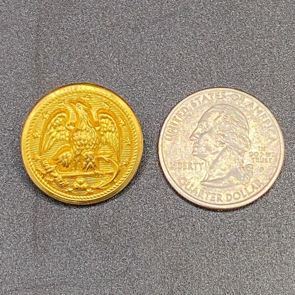 Navy Gold Tone Eagle with Anchor Waterbury Button Conn. Replacement Button (a2) - Picture 3 of 3